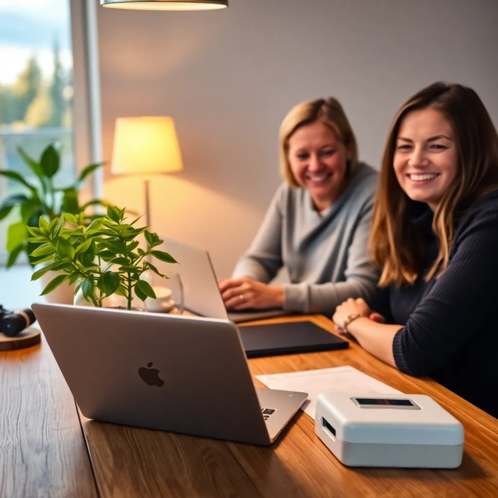 Gezin dat vakantiebudget plant aan keukentafel met laptop en rekenmachine