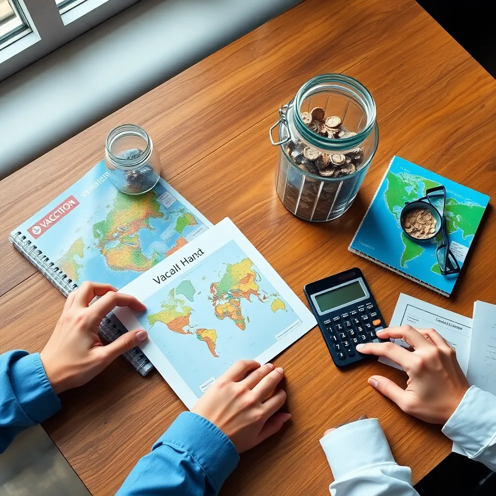 Familie geniet van lunch op terras terwijl ze uitgaven bijhouden op smartphone