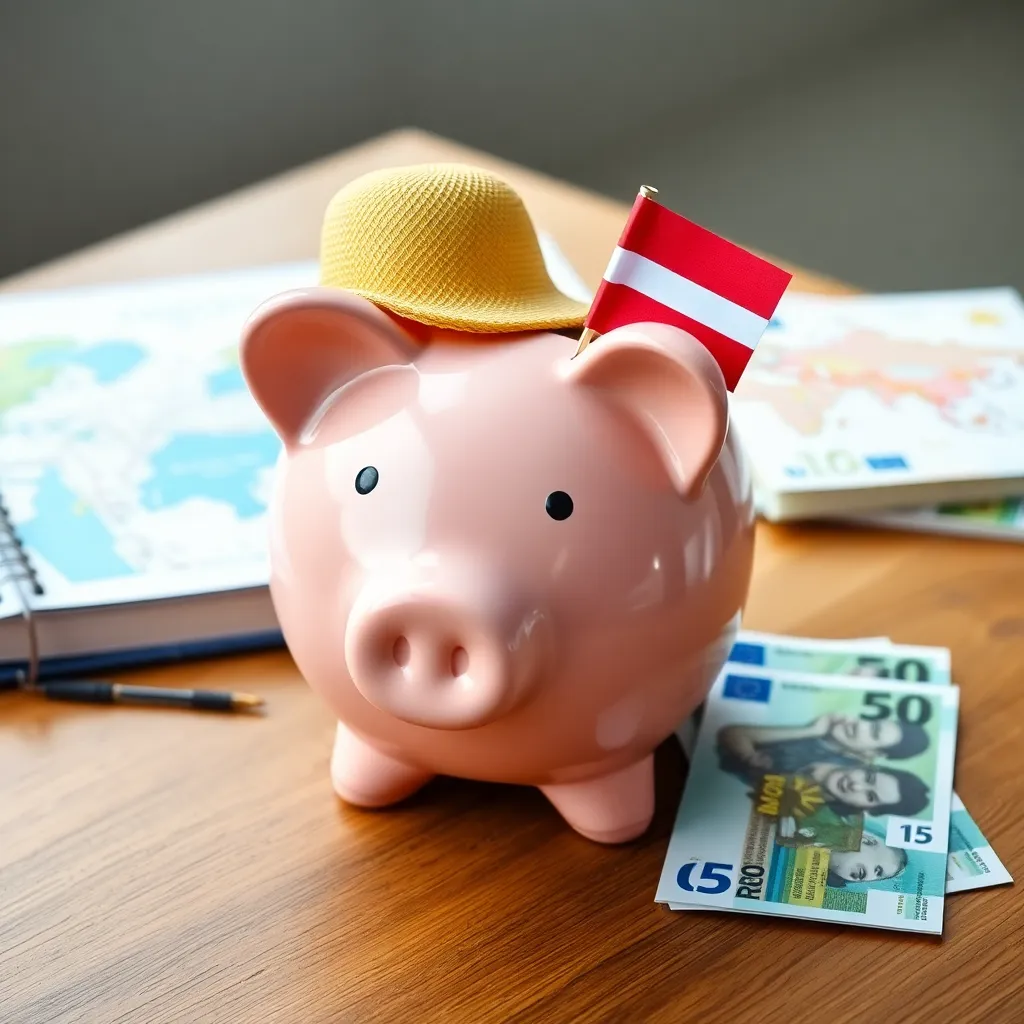 Familie die vakantiebudget plant aan keukentafel met rekenmachine en notities