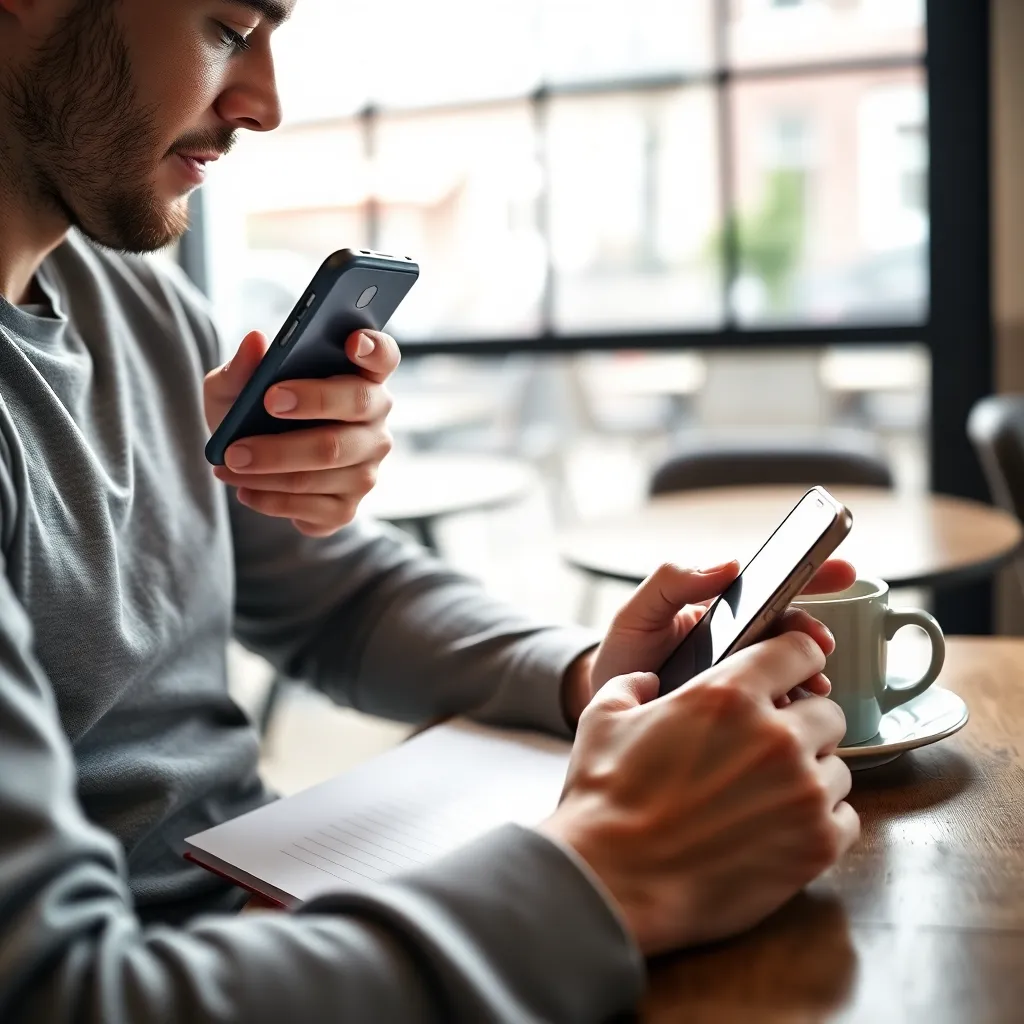 Persoon die digitale vakantiebudget-app gebruikt op smartphone